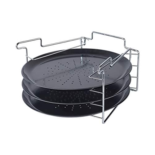 Image of 4 Piece Pizza Baking Set Serving Plate Tray Tin Oven Grill Rack Non Stick Trays