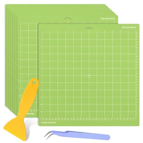 Image of 8Pcs Cutting Mat for Cricut, 12”X12” Standardgrip Green Cutting Mat, Non-Slip&Durable Replacement Cutting Mat Compatible with Cricut Maker/Maker 3/Explore 3/Air/Air 2/One,with 1Scraper and 1 tweezers…