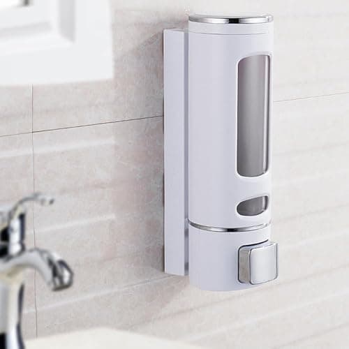 Image of GREENSAPPIRE 400ml Wall-Mounted Soap Dispenser Clear Window Hand Soap & Shower Gel Dispenser for Bathroom, Kitchen & Hotel | Durable ABS Plastic | Easy-Install Push-Button Pump