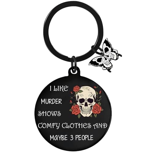Image of Gothic Gifts Witchy Keyring Women - 1 Pcs Funny Skull Rose Black Keychain with Gift Box Unique Engraved Bag Accessories for Girls Halloween Thanksgiving Mother's Father's Day Witchcraft Supplies