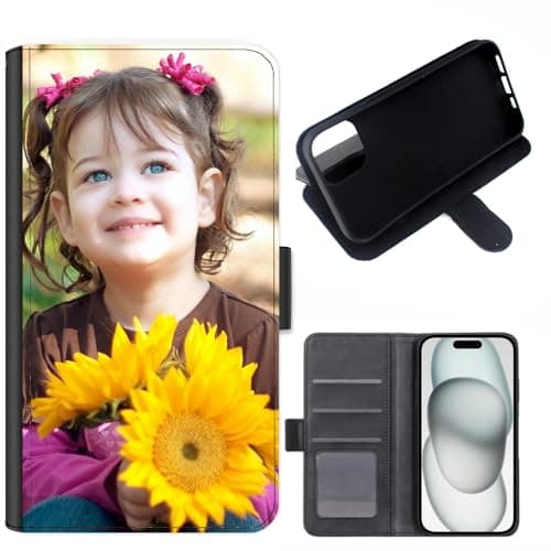 Image of Personalised Phone Case for Apple iPhone 11, Personalised Image/Picture/Photo Custom Design on Leather Wallet Magnetic Side Flip Folio Phone Cover With Card Slots (iPhone 11)