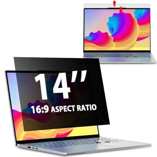 Image of Laptop Privacy Screen 14 Inch 16:9 Aspect Ratio, Laptop Screen Privacy Shield Compatible With Lenovo Hp Dell Acer Asus Thinkpad Envy Xps, Removable Anti Glare Blue Light Computer Filter Protector