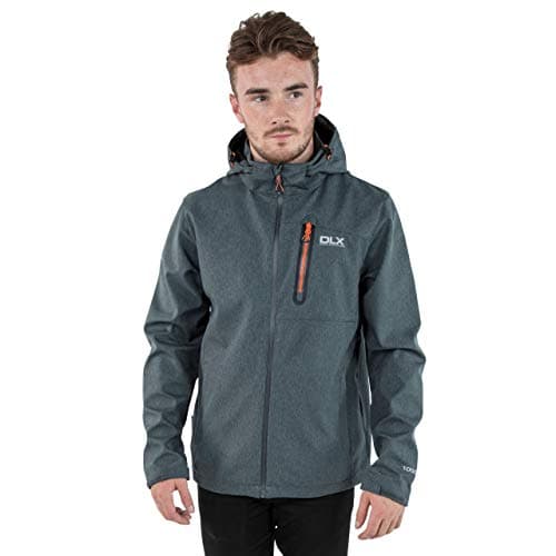 Image of Trespass DLX Ferguson, Dark Grey Marl, L, Waterproof Softshell Jacket with Removable Hood for Men, Large, Grey