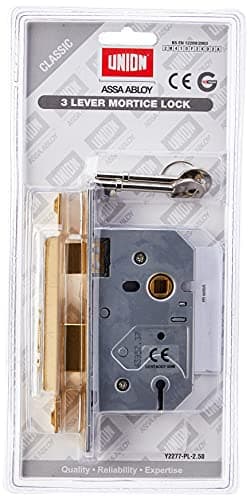 Image of Union Locks 2277 3 Lever Mortice Sash Lock 65mm - Polished Brass (Visi Pack)