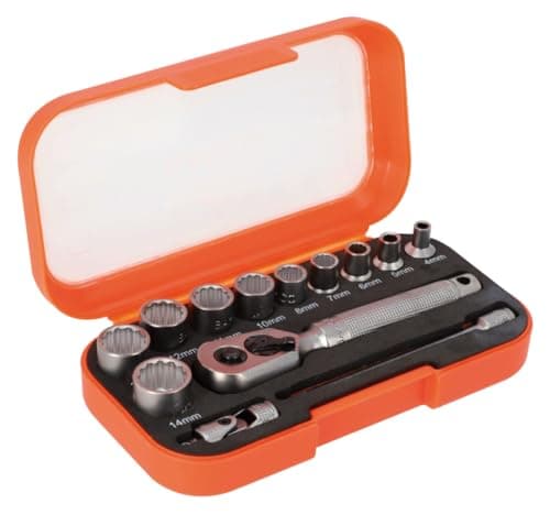 Image of Bahco 13-Piece Socket Set – 1/4" Drive | Chrome Vanadium Steel | Professional Tool Kit with Ratchet & Sockets | Compact Packaged Design for DIY, Automotive & Mechanical Use