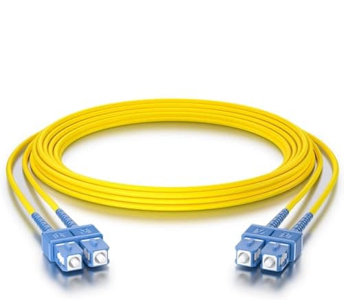 Image of 10Gtek Fiber Patch Cable - SC to SC OS2 10Gb/Gigabit Singlemode Jumper Duplex 9/125 LSZH Fiber Optic Cord, Yellow, 10-Meter(33ft)