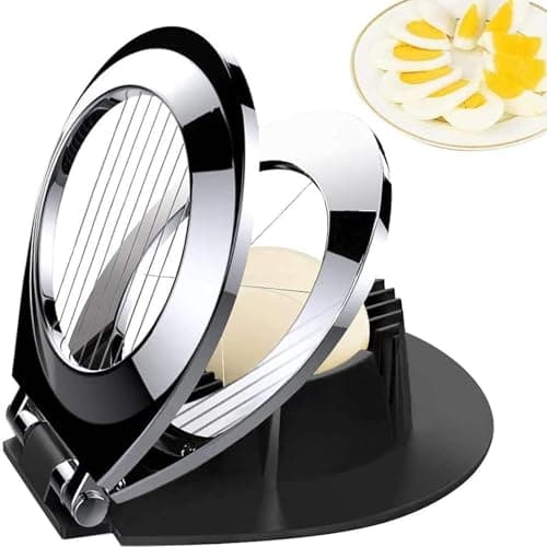 Image of BIBURY Egg Slicer - Heavy Duty Cutter for Boiled Eggs, Strawberry, Fruit Garnish - Stainless Steel Wire With 3 Slicing Styles - Dishwasher Safe