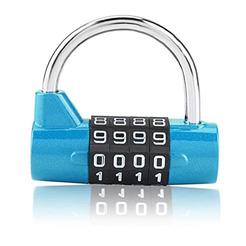 Image of Sonew Gym Locker Padlocks, 4 Dial Digit Code Combination Padlock, Gym Locker, Security Password Lock for Gym, School, Employee Locker Travel Suitcase(Blue)