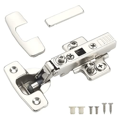 Image of Furniware 10 pcs Soft Close Cabinet Hinge,4D Adjustment(Depth, Side,Height and Closing Speed) Full Overlay Hinges Nickel Plated,Euro and Fixing Screws