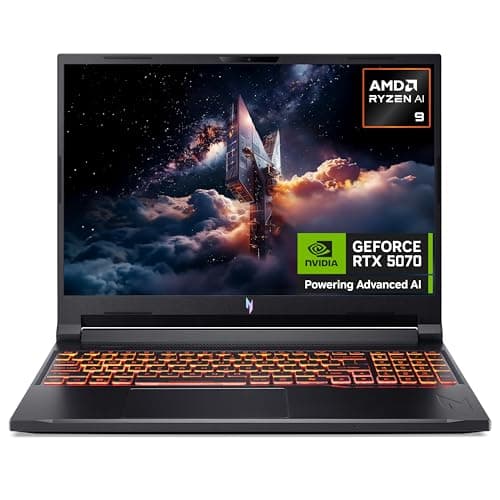 Image of acer Nitro V16 AI ANV16-42 Gaming Laptop - AMD Ryzen AI 9 365, 32GB, 1TB SSD, NVIDIA GeForce RTX 5070, 16" WUXGA 180Hz, Windows 11, Black
