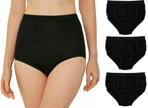Image of COSHAL® 3 Womens Full Combed Cotton Briefs Ladies Full Maxi Soft Stretchy Brief Women Multipack Pants Underwear Girls Knickers for daily wear Size 16 Black