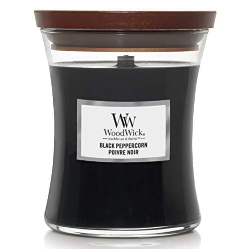 Image of WoodWick Medium Hourglass Scented Candle with Crackling Wick, Black Peppercorn, Up to 60 Hours Burn Time, Black Peppercorn