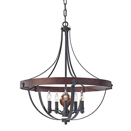 Image of 5 Bulb Chandelier Hanging Pendant Light - Charcoal Black - LED E14 60W Bulb