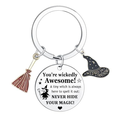 Image of BESPMOSP Funny Witch Gifts for Women Inspirational Witch Keyring Halloween Gifts Birthday Gift Ideas for Women Witch Stuff Witch Accessories