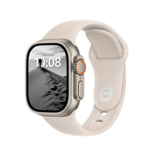 Image of DONEGANI SB Straps for Apple Watch Band Silicone series Ultra 3 2 49mm, Series 11 10 46mm, 9 8 7 45mm 41mm, SE 6 5 4 44mm 40mm, 3 2 1 42mm 38mm Men Women iWatch, Starlight