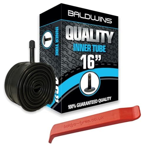 Image of Baldwins Bike Inner Tube 16 x 1.75 to 2.25 Schrader Valve & BALDY'S TYRE LEVER