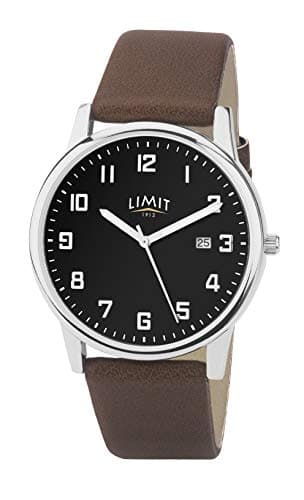 Image of Limit Men's Classic Silver Tone Case Watch Black Dial & Brown Strap 5744