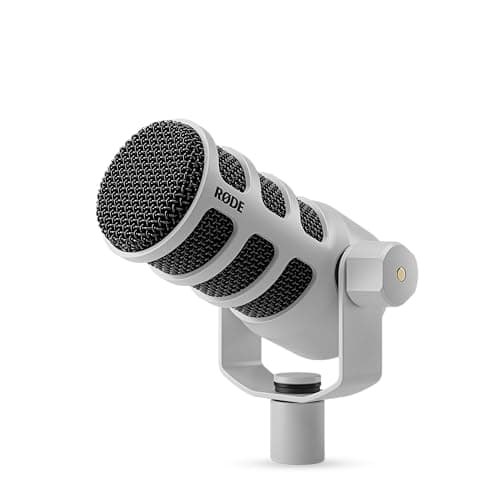 Image of RØDE PodMic Broadcast-quality Dynamic Microphone with Integrated Swing Mount for Podcasting, Streaming, Gaming, and Voice Recording (White)