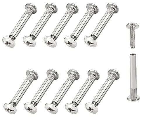 Image of TERF® M4 (4mm) Furniture Connecting Inter Screw Bolt Size Male 15mm and Sleeve Size Female 27mm Adjustable Length Fixing Male to Female Sleeves (26mm to 35mm) Screws Bolts Nuts – Pack of 10