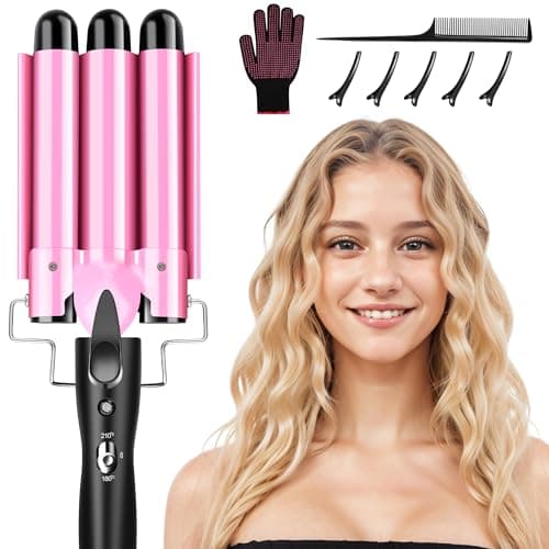 Image of DazSpirit 3 Barrel Hair Wavers for Long/Short Hair, 25 mm Hair Curler Mermaid Crimper with 2 Temperature Control, Waver Curling Wand for Hair Styling Appliances