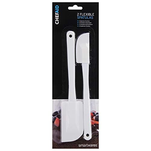 Image of Chef Aid Kitchen Spatulas, Pack of 2 White Flexible Spatulas Ideal for Home Baking and Food Preparation, Heat Resistance to high tempertures, BPA Free and Dishwasher Safe