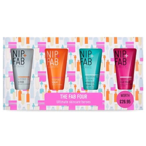 Image of Nip+Fab The Fab Four Gift Set Includes Bestselling Glycolic Scrub, Vitamin C Serum, Hyaluronic Gel Cream, and Salicylic Clay Mask Perfect Secret Santa and Stocking Filler