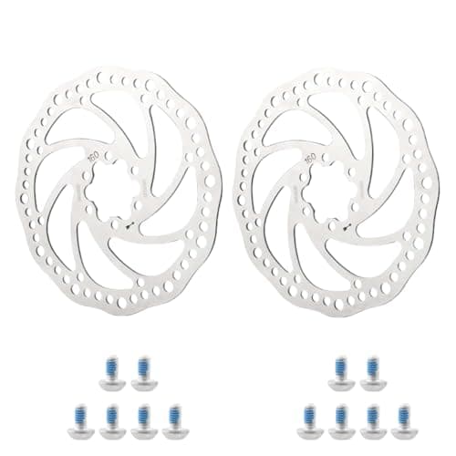 Image of TRKIMAL Bike Disc Brake Rotor Sets 140/160/180mm 2 Packs Front & Rear Stainless Steel Bicycle Rotors with 12 pcs Screws for Most Bicycle Road Bike Mountain Cycling BMX MTB (160mm Disc Rotor A)