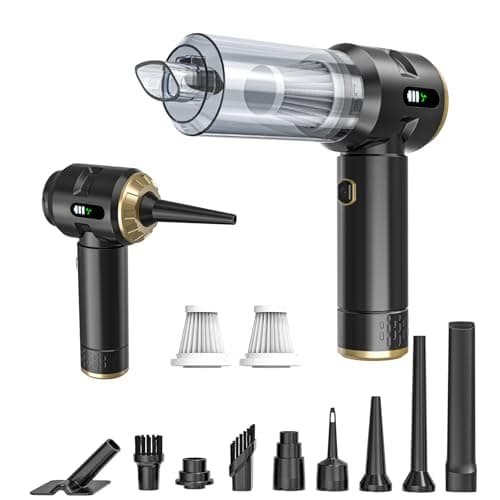 Image of Higoom Cordless Handheld Vacuum Cleaner,Rechargeable Portable Lightweight Dust Blower,22000PA Powerful Suction Mini Car Vacuum Cleaner for Deep Cleaning of Home,Car and Pet Hair(Black-Gold)