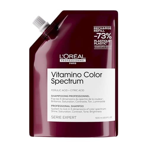 Image of L'Oréal Professionnel Vitamino Color Spectrum Sulphate Free Shampoo, For Coloured Hair, With Ferulic Acid + Citric Acid, Shine, Lock in Day 1 Colour Vibrancy for 100 Days, Refill