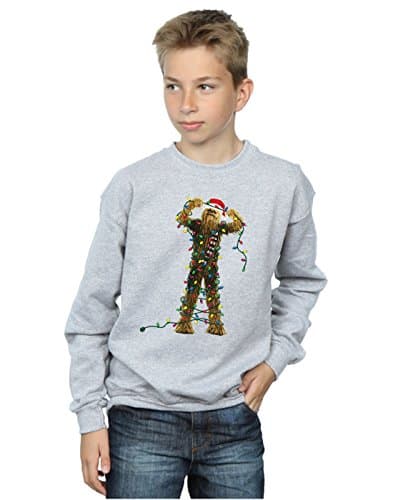 Image of Star Wars Boys Chewbacca Christmas Lights Sweatshirt 9-11 Years Sport Grey