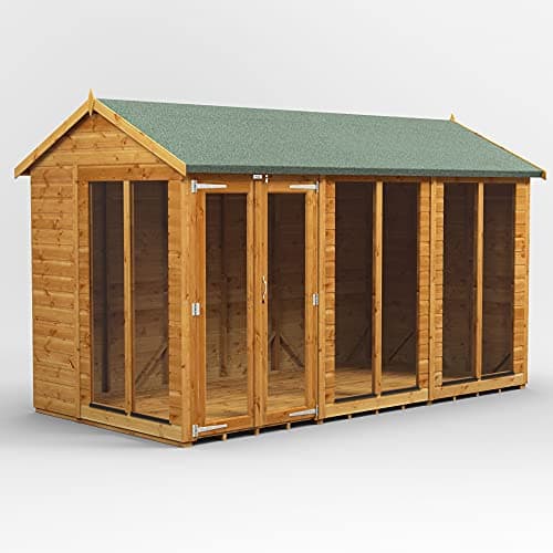 Image of Powersheds High Grade Premium Apex Summer House Wooden Shed with Security Features, PVC Window Sills, Door & Window Flexibility, made from Extra Thick Timber