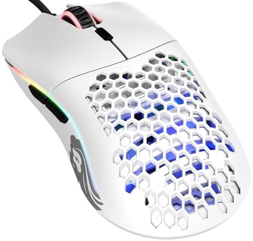 Image of GLORIOUS Gaming Model O Wired Gaming Mouse - 67g Superlight Honeycomb Design, RGB, Pixart 3360 Sensor, Omron Switches, Ambidextrous - Matte White