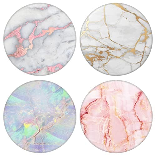 Image of 4 Pack Cell Phone Stand,Collapsible Cellphone Finger Grip Holder for Phones - Rose Gold Pink White Marble