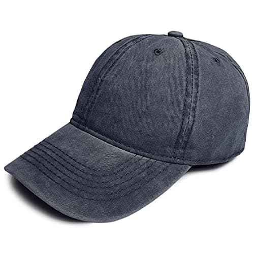 Image of TOSKATOK® Mens Boys Cotton Classic Adjustable Stonewash Peaked Baseball Cap Hat Navy