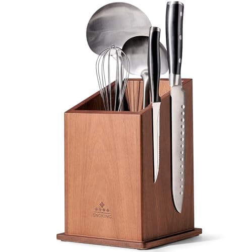 Image of ENOKING Magnetic Knife Holder & Kitchen Utensil Holder, Acacia Wood Magnetic Knife Block Without Knives, Space Saving Kitchen Knife Holder for Utensils & Knives Storage