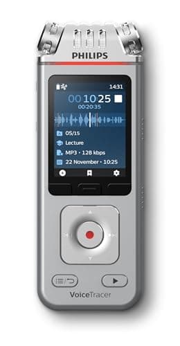 Image of Philips DVT4115 VoiceTracer, Audio Recorder, MP3 and PCM, 3 HiFi microphones, exceptional distant recording. Sembly AI trial license: transcription, AI created summaries, AI powered meeting insights