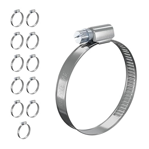 Image of 12 PcsHose Clips Adjustable Jubilee Clips 32-50mm, 304 Stainless Steel Hose Clamps, Assorted Worm Drive Pipe Clip Clamps for Exhaust Hoses Gas Water Pipes Fuel Line Garden Connections(32-50mm)