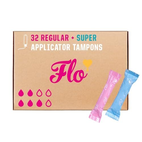 Image of Flo Organic Cotton Applicator Tampons Combo Pack – Absorbent, Soft, Smooth Applicator - 14 Regular & 18 Super Tampons - 32 Tampons