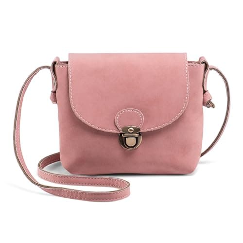 Image of LaRechor Women Girls Crossbody Bag with Anti-Theft Lock Vegan Leather Small Shoulder Bag Side Bags for Holiday Travel City Pink Handbag