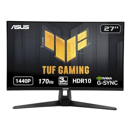 Image of ASUS TUF Gaming 27" 2K HDR Monitor (VG27AQ1A) - WQHD (2560 x 1440), IPS, 170Hz (Supports 144Hz), 1ms, Extreme Low Motion Blur, Speaker, G-SYNC Compatible, VESA Mountable, DisplayPort, HDMI