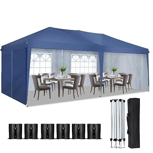 Image of SANHENG Pop Up Gazebo, 3x6m Gazebo with sides, Waterproof, UV-Resistant, Easy-Assembly ideal for Weddings, Parties, Picnics and Commercial Use (Blue)