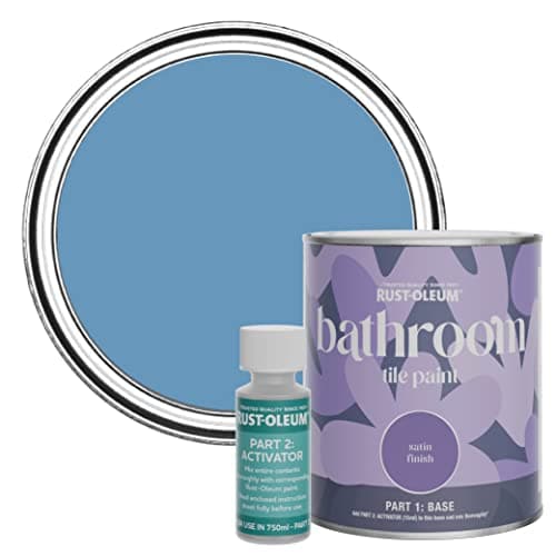 Image of Rust-Oleum Blue Water-Resistant Bathroom Tile Paint in Satin Finish - Cornflower Blue 750ml
