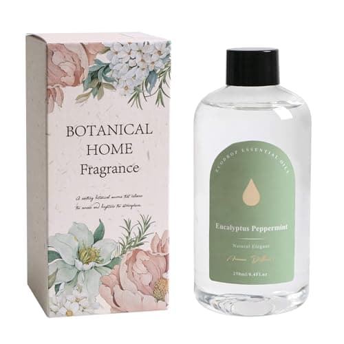 Image of Ecodrop Eucalyptus & Peppermint Reed Diffuser Refill - 250ml | Long-Lasting Refill Oil for Home Fragrance | Natural Essential Oil Blend | Refreshing & Clean Aromatherapy Scent | Reeds Not Included