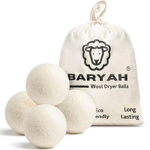 Image of Baryah Tumble Dryer Balls XL - 4 Pcs 100% Organic New Zealand Wool Dryer Balls Reusable Eco Laundry Balls for the UK Reduces Drying Time Wrinkles, and Static A Natural Alternative to Fabric Softener