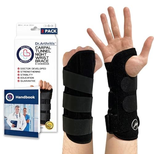 Image of Dr.Arthritis Doctor Developed Carpal Tunnel Wrist Supports & Doctor Handbook, Left/Right Hand Wrist Support, Wrist Support For Carpal Tunnel, Wrist Splint For Men & Women (2-Pack)