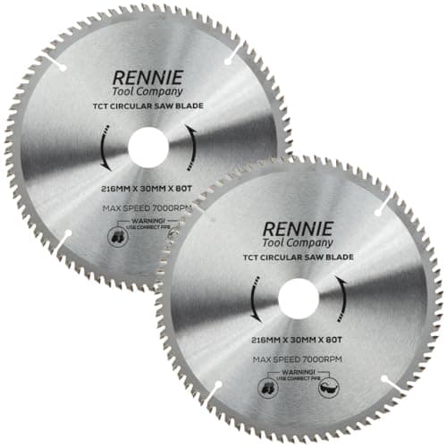 Image of (Pack Of 2) 216mm x 30mm Bore x 80T TCT Circular Wood Saw Blade Fits Festool Bosch Makita Dewalt Circular Saws Etc. Comes with 25mm 20mm & 16mm Reduction Rings. Circular Saw Blades