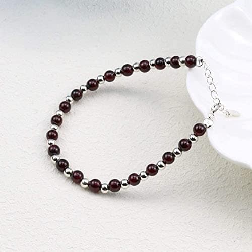 Image of Tbkoly Meditation Prayer Buddha Beads Bracelet Necklace,bracelet S925 Silver Buddha Beads Bracelet Women's Sweet Garnet Pure Handmade Hand String Light Beads Bracelet Hand Ornaments