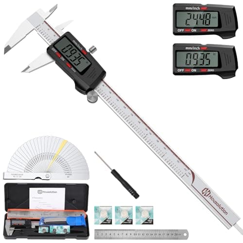 Image of Housolution Digital Caliper 8 Inch, Caliper Measuring Tool with Large LCD Screen, 4 Measuring Ways, Inch/MM, Auto-Off LCD Stainless Steel Micrometer Vernier Caliper