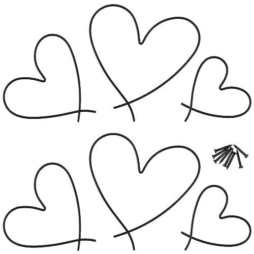 Image of FUNSUEI 6 PCS Black Metal Heart Wall Art, Black Heart Wall Hanging, Hearts Metal Decor with screws, Love Hearts Wall Ornaments for Bedroom Living Room Decoration