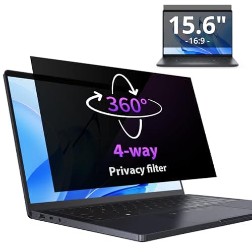 Image of IPROKKO 360° Laptop Privacy Screen Protector 15.6 Inch for Hp/Dell/Acer/Lenovo/ThinkPad/Samsung/Asus/Sony, 16:9 Aspect 4-Way Laptop Privacy Shield, Anti Blue Light Glare 15.6in Laptop Privacy Filter